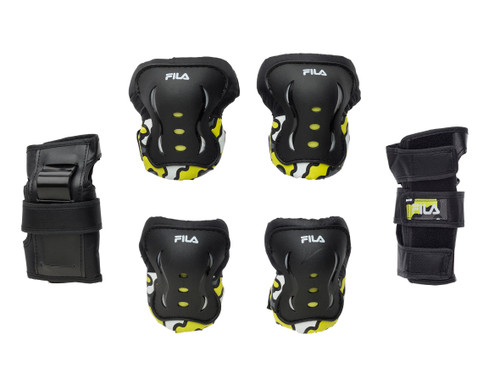 Front Facing Yellow and Black FILA Kids Protective Gear from Roller Skate Nation 1