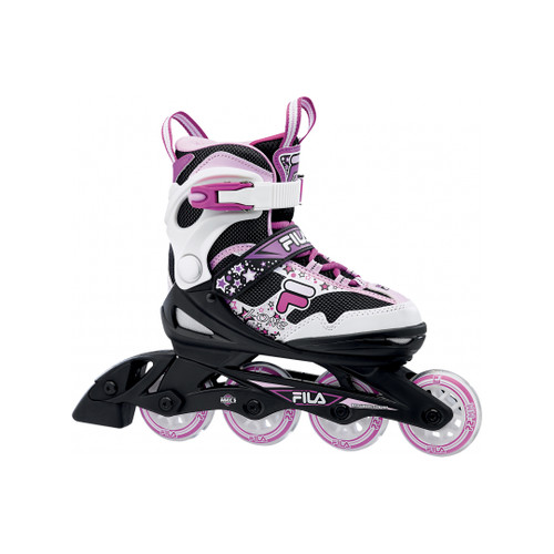 Front Facing Black/Magenta FILA J-one Kids Adjustable Inline Skates from Rollerskatenation