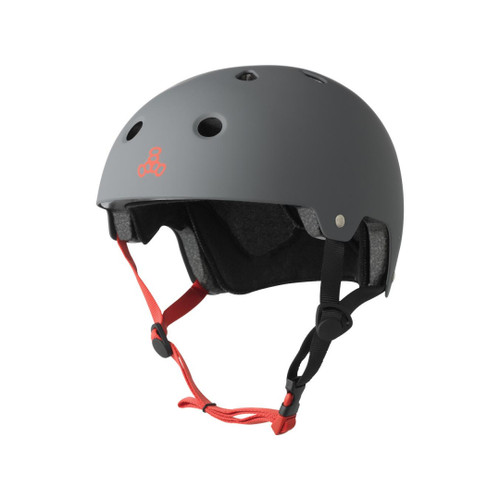 Front Facing Grey Triple 8 Matte Helmet from Roller Skate Nation