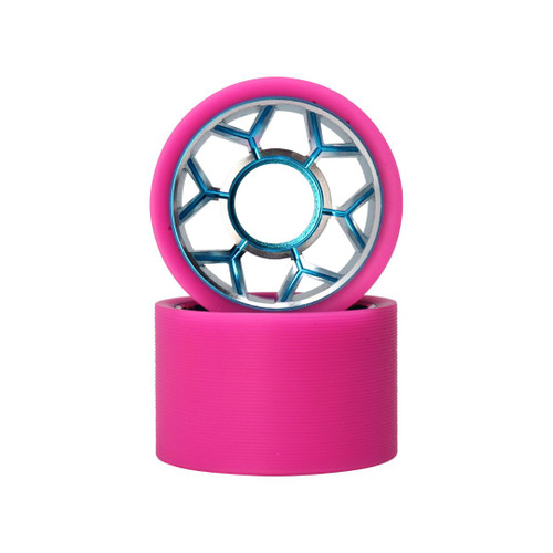 Pink VNLA Backspin Astro Wheels with Aircraft Aluminum Hubs for Roller Skating, Speed Skating, Derby Skating, Jam Skating 1 