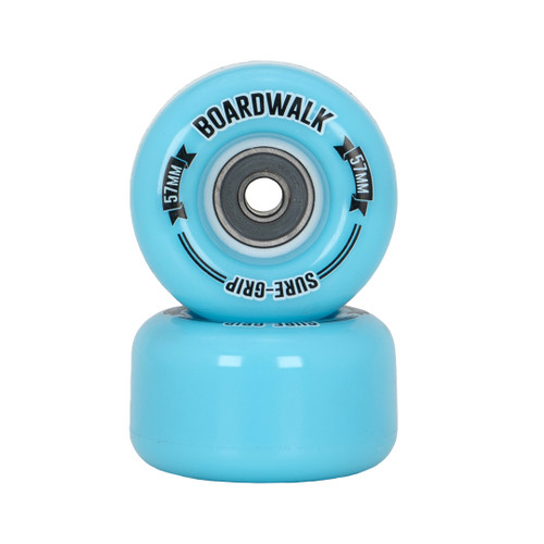 Blue Sure-Grip Boardwalk Wheels with Bearings from Roller Skate Nation