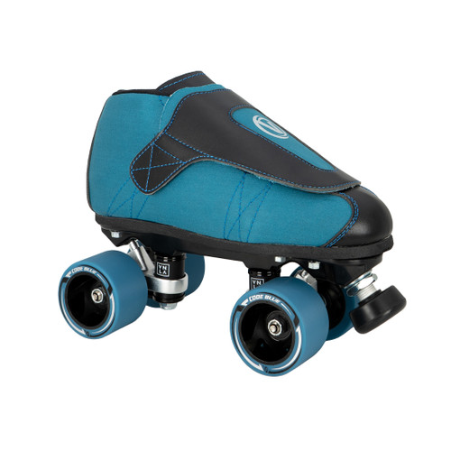 Front Facing VNLA JR Code Blue Roller Skates from Roller Skate Nation Toe Stop