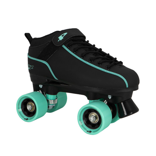 Black and Teal Pacer GTX-500 Indoor Speed Skates from Roller Skate Nation