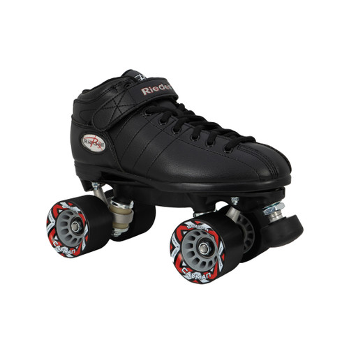 Front Facing Black Riedell R3 Speed Roller Skates