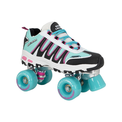 Front Facing Teal/Black Sonic Cruiser Roller Skates  from Roller Skate Nation