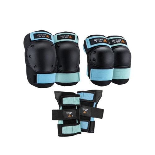 Triple 8 Saver Series Tri Pack, Skate Like a Girl, Elbow, Wrist and Knee Pads for Skaters in Black