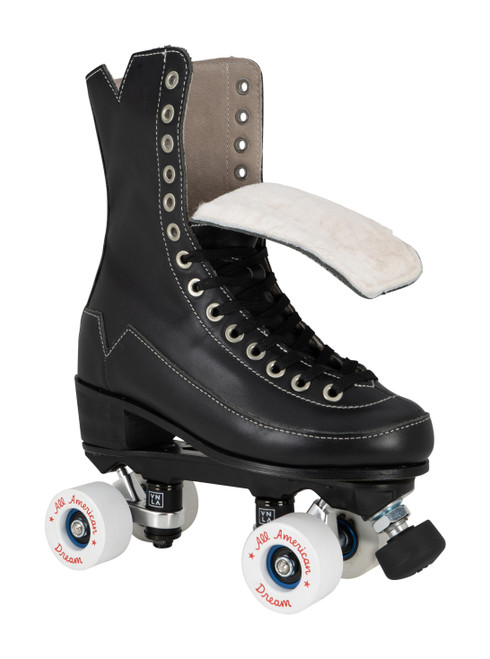 Front Facing VNLA V-Line Roller Skate with white wheels from Roller Skate Nation