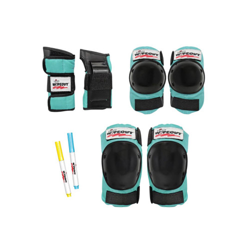 Triple 8 Wipeout Roller Skate and Skateboard Pads in Teal for Kids