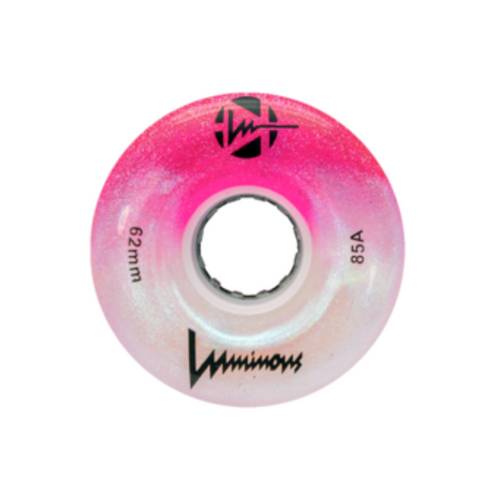 Luminous Cotton Candy Pink Light-Up Quad Hybrid 62 mm Wheels from Rollerskatenation